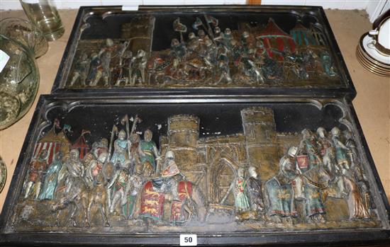 Pair of battle scene friezes